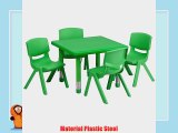 Flash Furniture 24'' Square Adjustable Green Plastic Activity Table Set with 4 School Stack