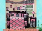 SISI Baby Bedding - Pink Minky Zebra 15 PCS Crib Bedding