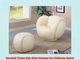 Baseball Theme Kids Chair Ottoman Set Childrens Sports