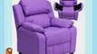 Flash Furniture Deluxe Heavily Padded Contemporary Embroidered Lavender Vinyl Kids Recliner