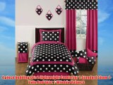 Hot Pink Black and White Polka Dot Childrens and Teen Girls Bedding Set 4 Piece Twin Set