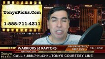 Golden St Warriors vs. Toronto Raptors Free Pick Prediction NBA Pro Basketball Odds Preview 2-27-2015