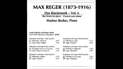REGER Prelude and Fugue Op.99/3 (1907) | M.Becker | 1997