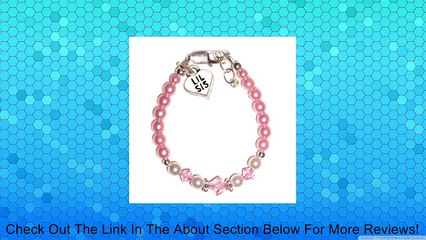 Lil Sis - Pink Sterling Silver Childrens Girls Bracelet Childrens Little Sister Heart Charm Size Medium 1-5 Years Review