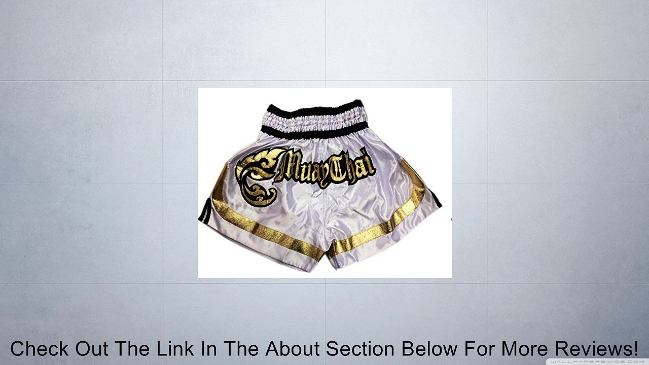 Woldorf USA MMA Boxing Muay Thai Shorts in Satin white black Gold cutt letters Review