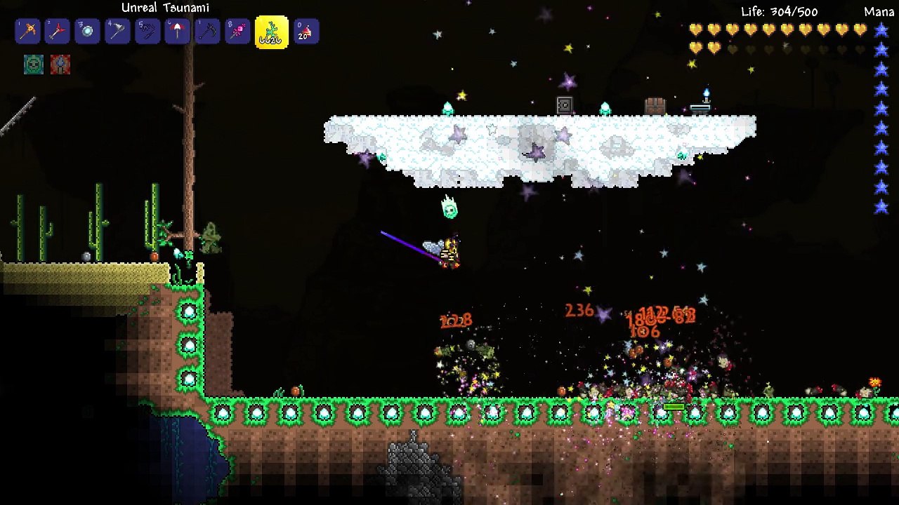 Terraria Hardmode - Holy Arrows +Unreal Tsunami Bow