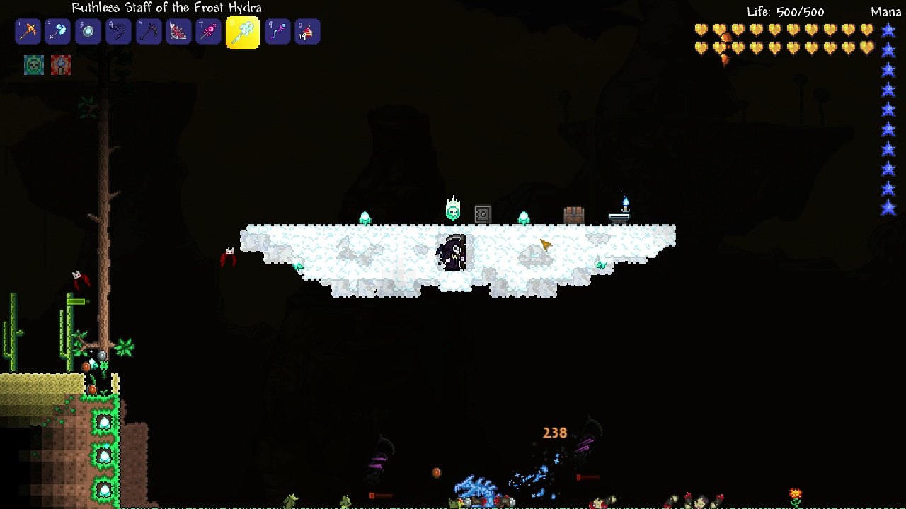 Terraria Hardmode - Ruthless Frost Hydra Staff @227 Damage