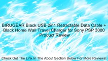 BIRUGEAR Black USB 2in1 Retractable Data Cable   Black Home Wall Travel Charger for Sony PSP 3000 Review
