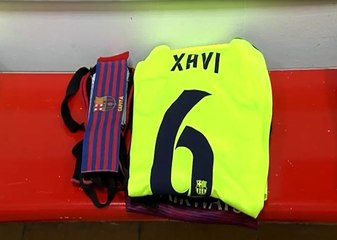 El vestuario del Barça en Granada, listo