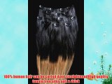 24 100% REMY Human OMBRE Hair Extensions 7Pcs Clip in #T1B/27