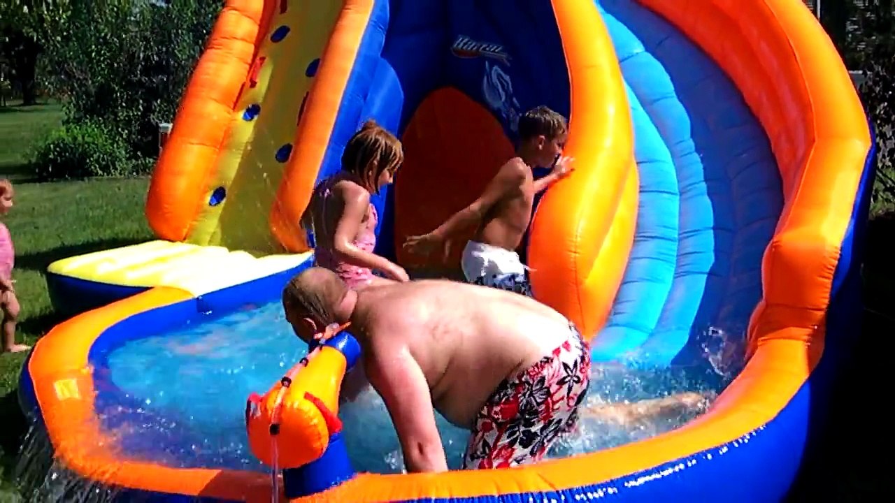 Kids playing on new waterslide