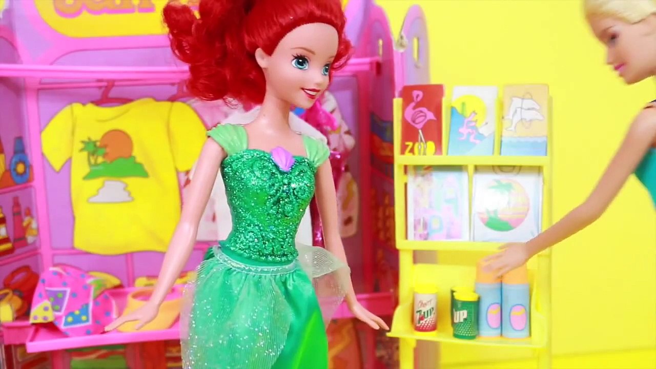 Frozen Anna Kristoff BARBIE Surf N Shop Toy AllToyCollector Ariel Little Mermaid Beach Playset