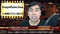 Duke Blue Devils vs. Syracuse Orange Free Pick Prediction NCAA College Basketball Odds Preview 2-28-2015