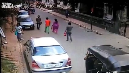 Brutal Motorbike Rider Takes out Pedestrian