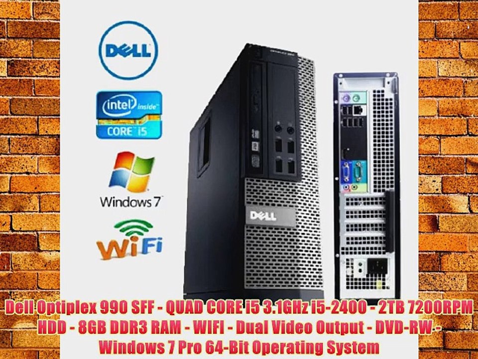 Dell Optiplex 990 SFF - QUAD CORE i5 3.1GHz i5-2400 - 2TB 7200RPM HDD - 8GB DDR3 RAM - WIFI