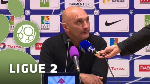 Conférence de presse Havre AC - AC Ajaccio (2-1) : Thierry GOUDET (HAC) - Olivier PANTALONI (ACAJ) - 2014/2015