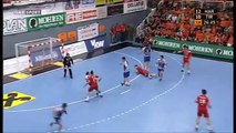 Handball Goalkeeper scores Goal