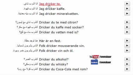 تعلم السويدية بسهولة - درس يتحدث عن المشروبات - لفظ من اللسان السويدي