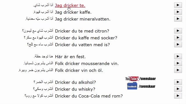 تعلم السويدية بسهولة - درس يتحدث عن المشروبات - لفظ من اللسان السويدي