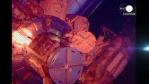 Astronauts go on spacewalk for new work on ISS