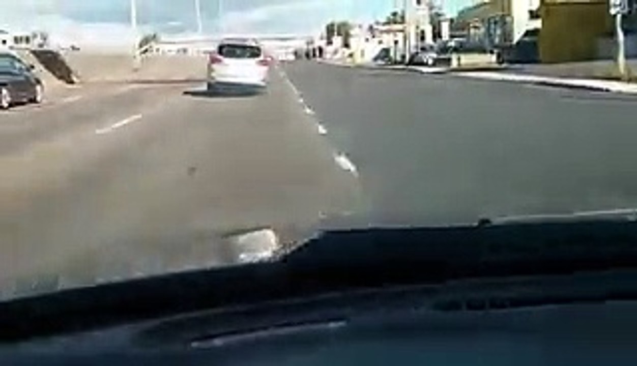 Driver Speeds Down Highway Without Tires!