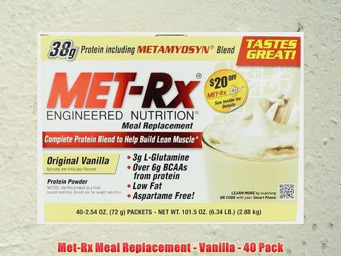 MET-Rx Meal Replacement Powder Boxed - Original Vanilla 2.54 Ounce 40-Count Packets (Pack of