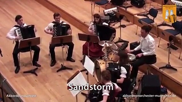 Sandstorm by Darude played on accordions.
