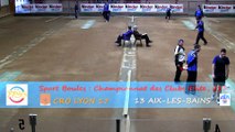 Troisième tour, tir rapide en double, CRO Lyon contre Aix-les-Bains, Club Elite J13, Sport Boules, saison 2014 / 2015