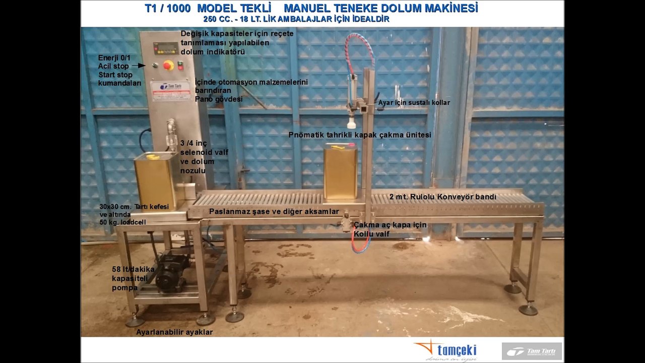 T1  1000 TEKLİ MANUEL TENEKE DOLUM MAKİNASI TANITIM VİDEOSU