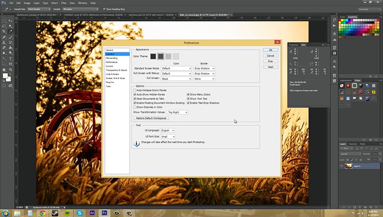 ---Photoshop CS6 Tutorial - 22 - Your Interface Settings -
