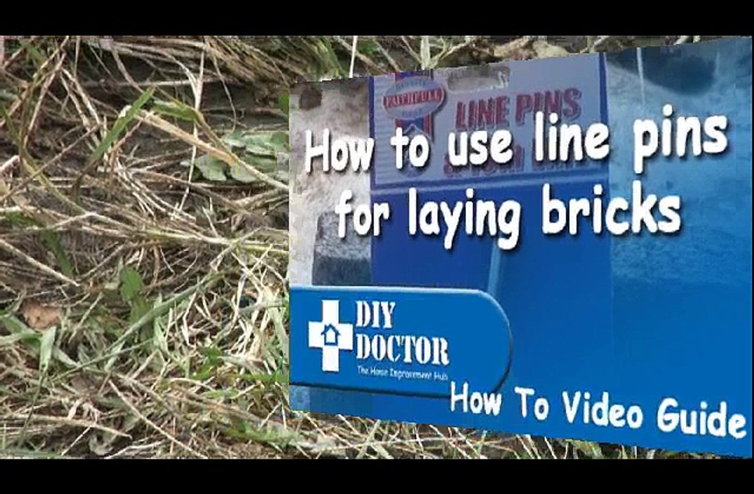 Using line pins for laying bricks