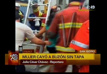 San Isidro: mujer cayó a buzón sin tapa y se llevó un gran susto