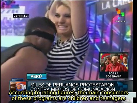 Thousands of Peruvians protest TV and radio junk content