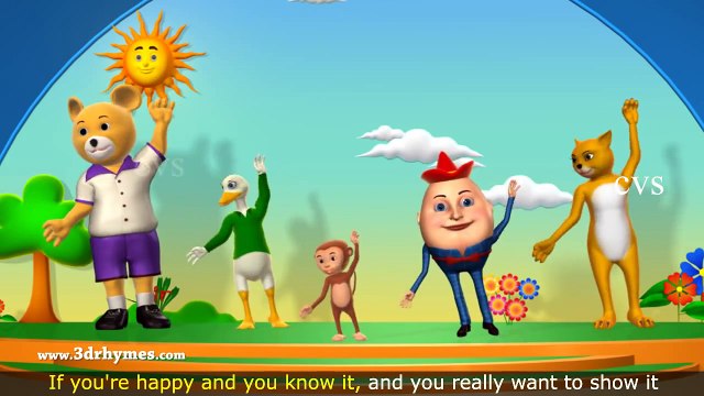 If Youre Happy and You Know it Clap Your Hands Song - 3D Animation Rhymes for Children