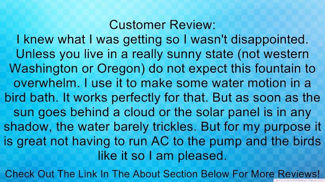 Instapark� 5 Head Solar Pump Garden Fountain Pond Water Feature Review