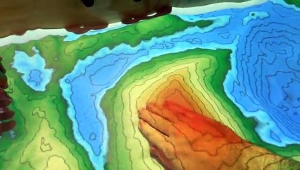 Carte topographique en 3D dans un bac à sable