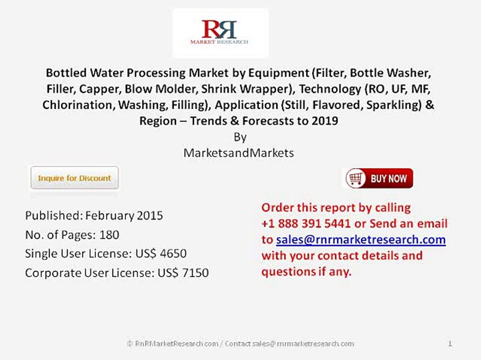 Worldwide Bottled Water Processing Market Trends 2019 by Application and Technology (RO, UF, MF, Chlorination, Washing,