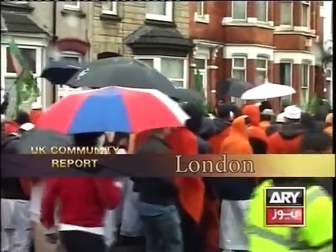 ARY News. Hazrat Pir Saqib Shaami HH leads Sunni Movement Meelad Jaloos in Coventry after 16 years