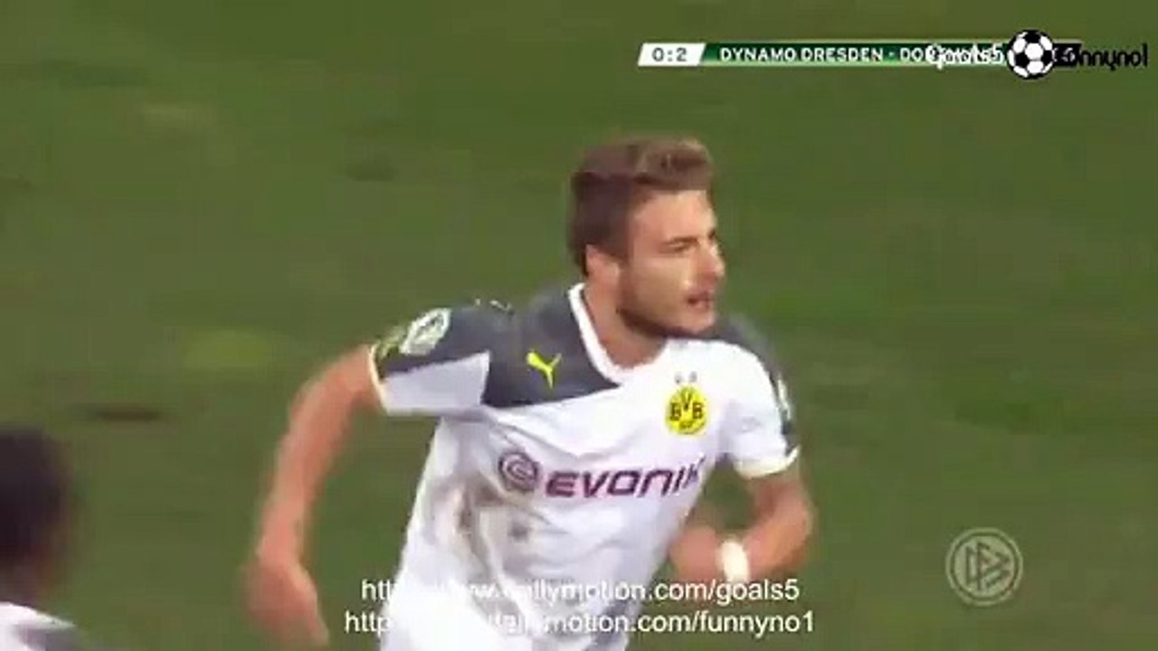 Ciro Immobile 2 nd Goal Dresden 0 - 2 Borussia Dortmund DFB Pokal 3-3-2015
