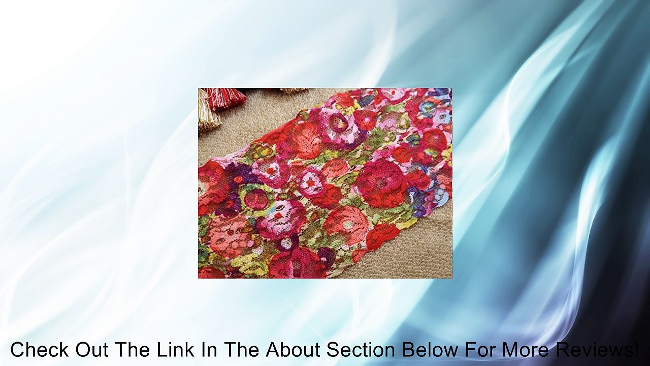 15 Yards Embroidered Tye Dye Floral Stretch Lace 4 1/2" Wide Review
