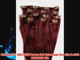 Full Head 24 100% REMY Human Hair Extensions 7Pcs Clip in #99J BURGUNDY RED