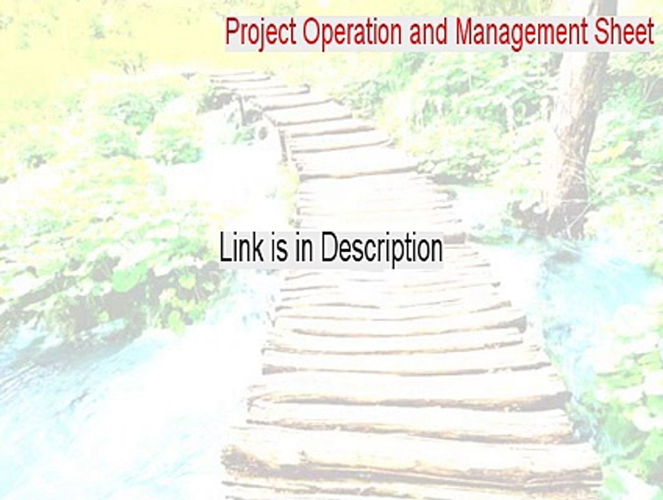 Project Operation and Management Sheet Keygen [Instant Download 2015]