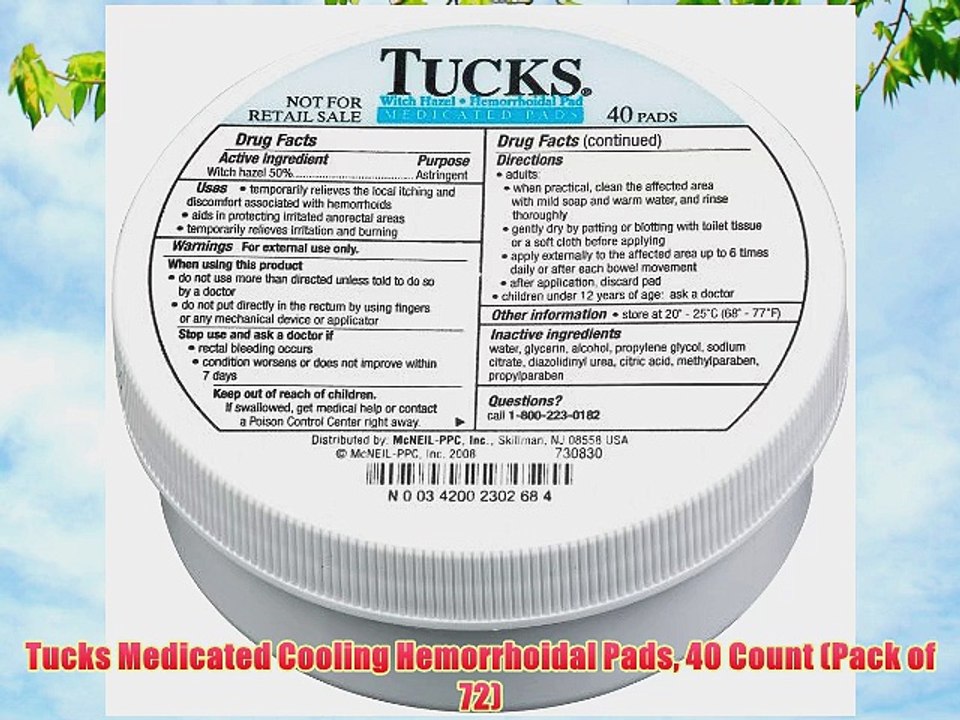 Tucks Medicated Cooling Hemorrhoidal Pads 40 Count (Pack of 72)