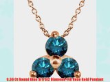 0.36 Ct Round Blue SI1/SI2 Diamond 14K Rose Gold Pendant