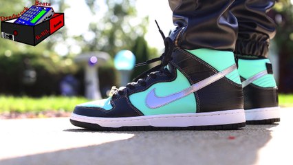 Diamond Nike SB Dunk High "Tiffany" on feet