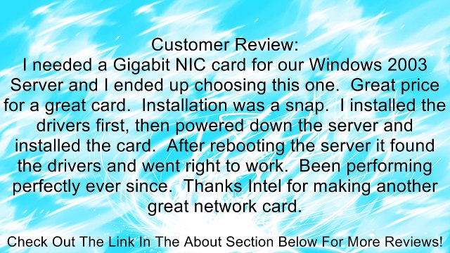 Intel PWLA8391GT PRO/1000 GT PCI Network Adapter Review