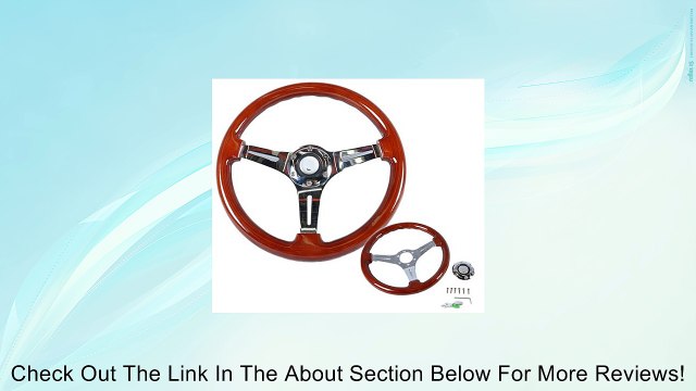 350mm Steering Wheel Classic Wood Grain Sport Chrome Polish Spokes Review