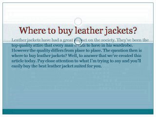 Where to Buy Leather Jackets
