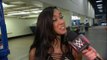 WWE RAW BACKSTAGEPASS 2014 AJ Brooks as AJ Lee in an interview after her championship rematch against Paige,rib cage outfit