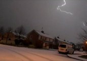 Lightning Strike Lights Up Snow Storm
